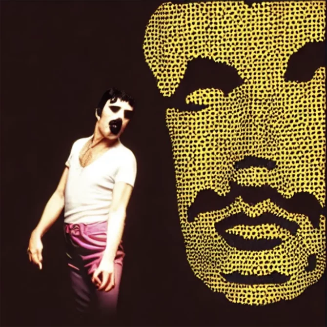 Freddie Mercury in the style of Yayoi Kusama     25